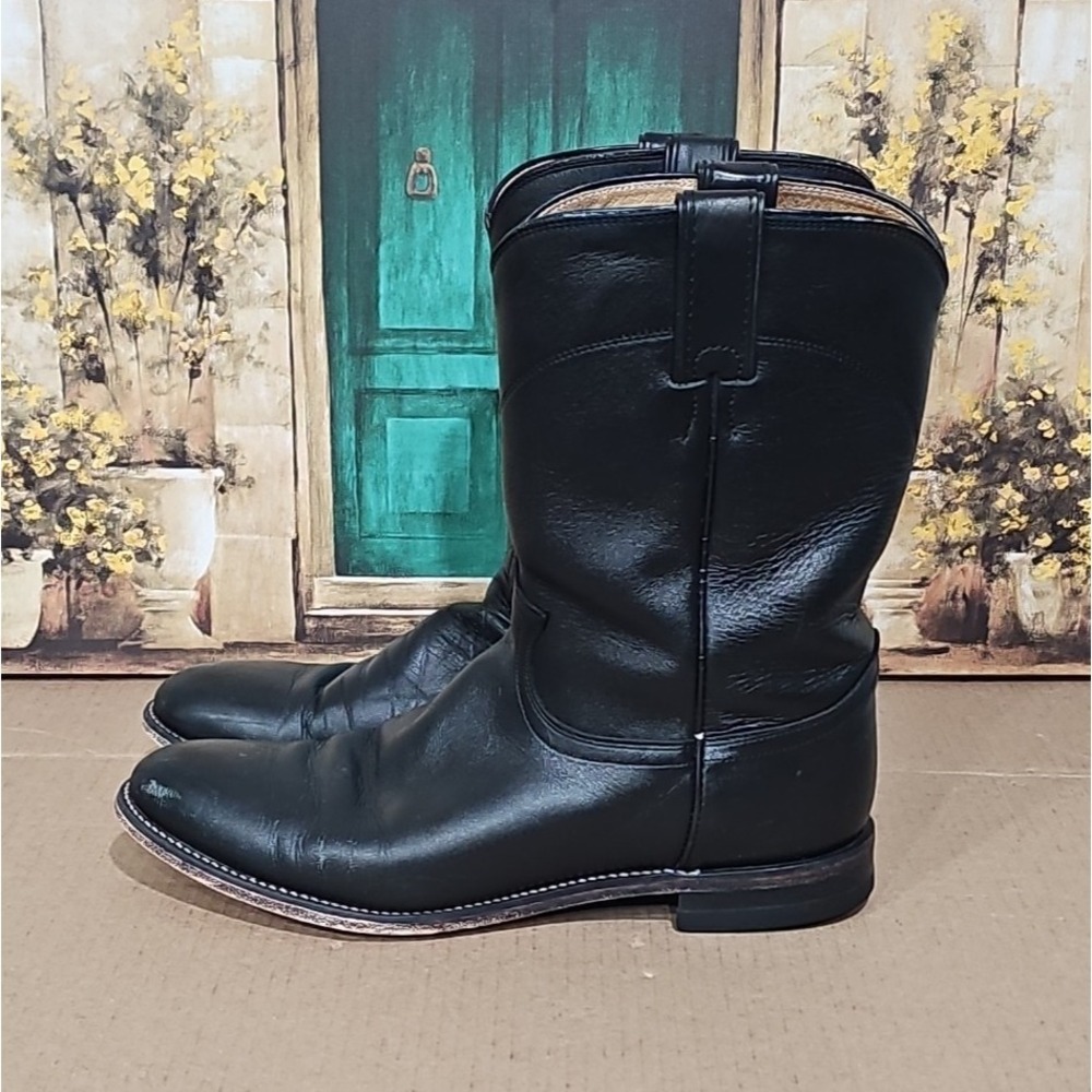 Justin Leather Boots Black Size 10.5 D Comb Last Style 3133